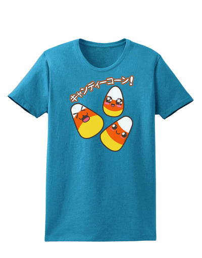 Japanese Kawaii Candy Corn Halloween Womens Dark T-Shirt-TooLoud-Turquoise-X-Small-Davson Sales