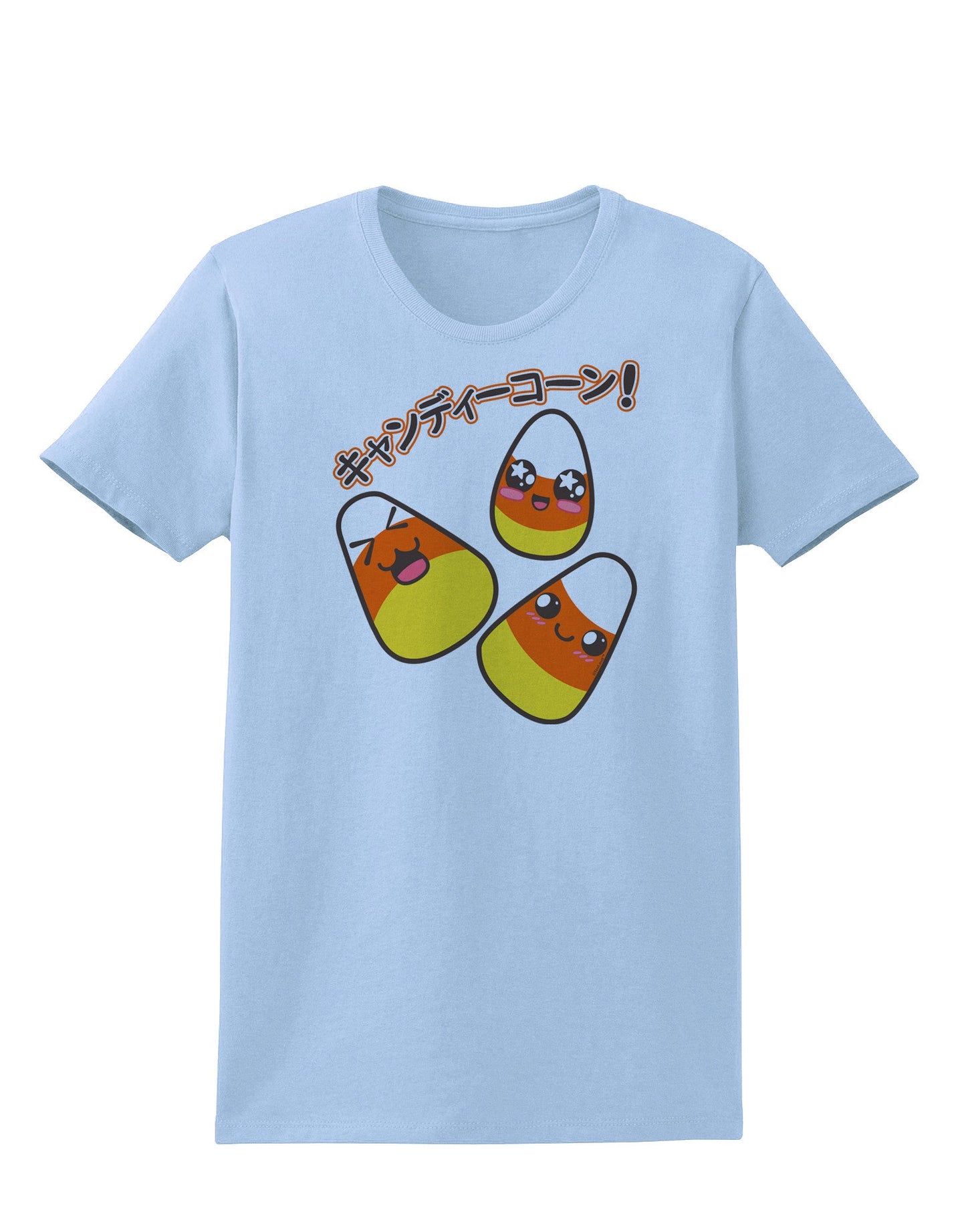 Japanese Kawaii Candy Corn Halloween Womens T-Shirt-Womens T-Shirt-TooLoud-Light-Blue-X-Small-Davson Sales