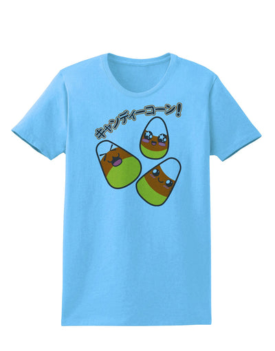 Japanese Kawaii Candy Corn Halloween Womens T-Shirt-Womens T-Shirt-TooLoud-Aquatic-Blue-X-Small-Davson Sales