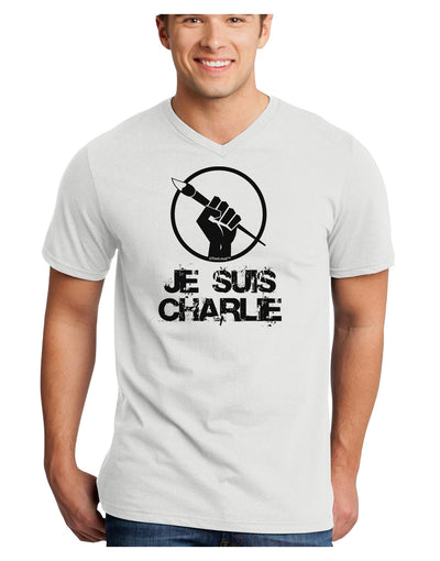 Je Suis Charlie Adult V-Neck T-shirt-Mens V-Neck T-Shirt-TooLoud-White-Small-Davson Sales