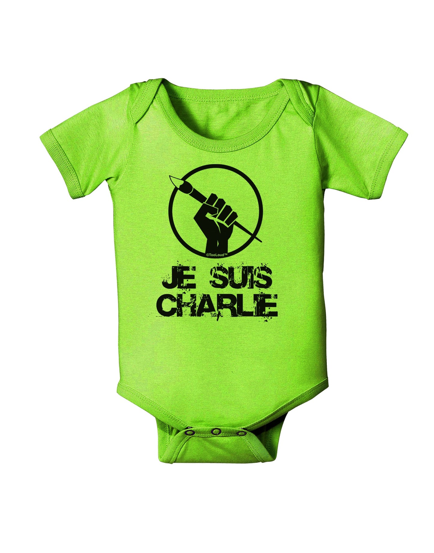 Je Suis Charlie Baby Romper Bodysuit-Baby Romper-TooLoud-Lime-Green-06-Months-Davson Sales