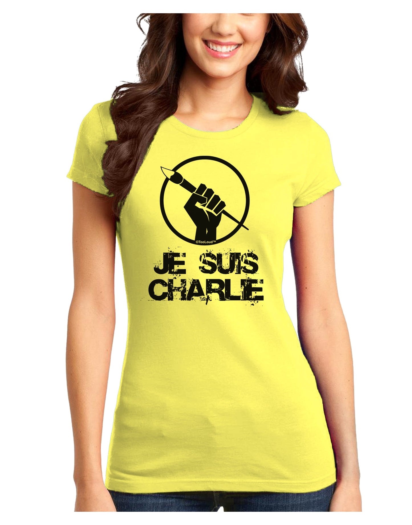 Je Suis Charlie Juniors T-Shirt-Womens Juniors T-Shirt-TooLoud-Yellow-Juniors Fitted X-Small-Davson Sales