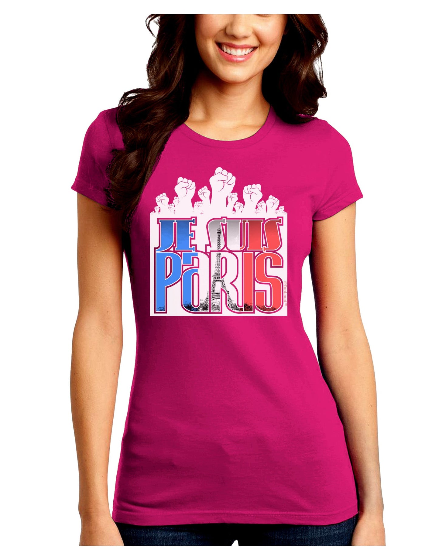 Je Suis Paris - Strong Juniors Petite Crew Dark T-Shirt-T-Shirts Juniors Tops-TooLoud-Hot-Pink-Juniors Fitted Small-Davson Sales