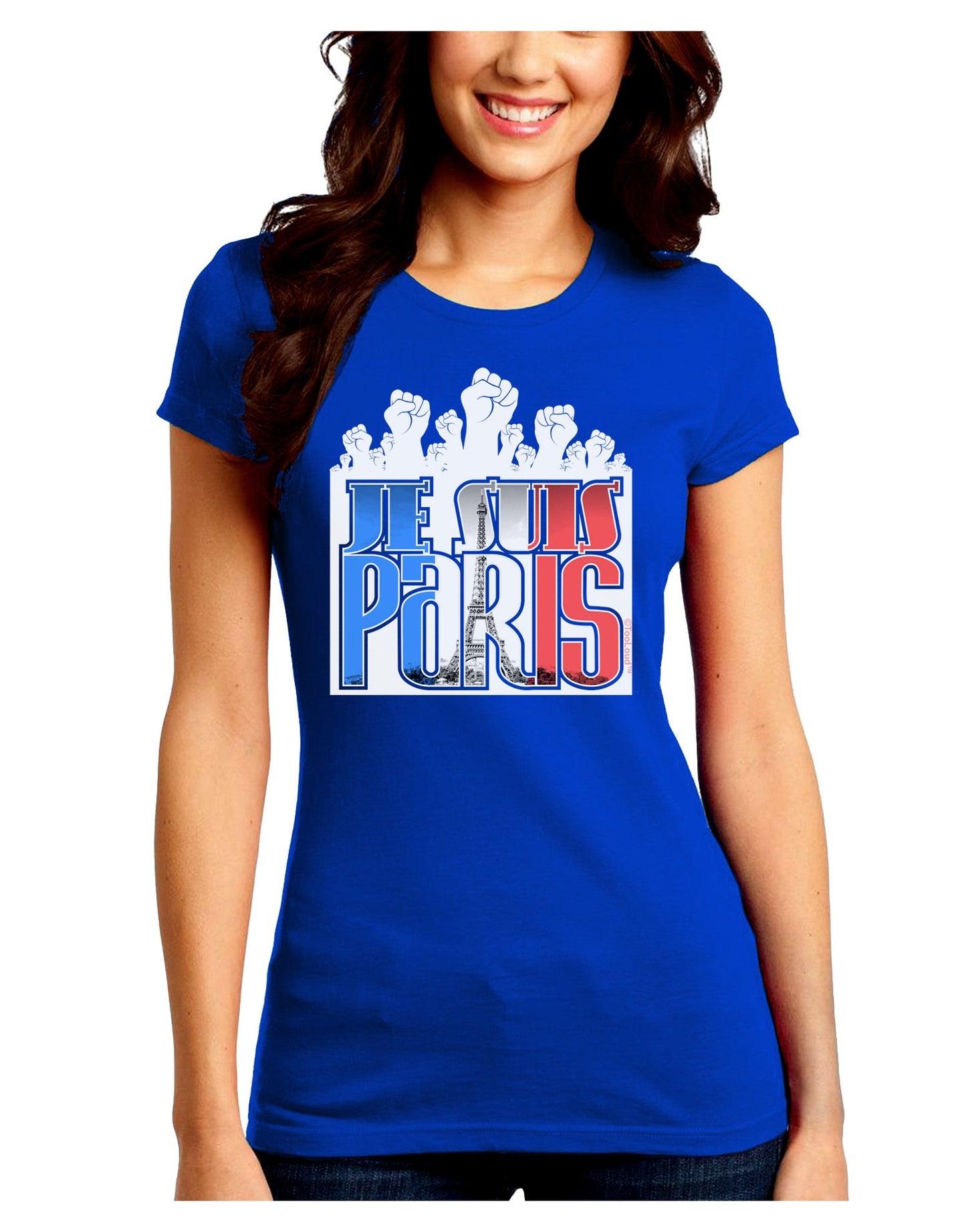 Je Suis Paris - Strong Juniors Petite Crew Dark T-Shirt-T-Shirts Juniors Tops-TooLoud-Royal-Blue-Juniors Fitted Small-Davson Sales
