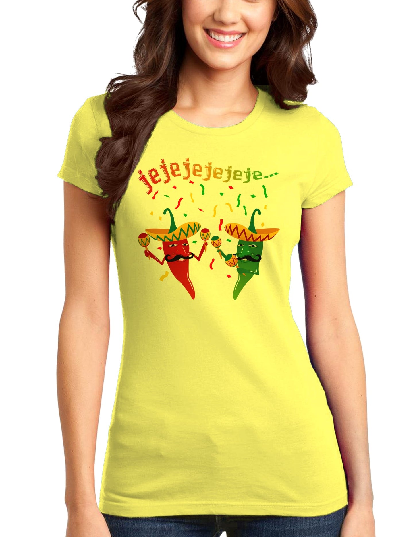 Jejeje Mexican Chili Peppers Juniors T-Shirt-Womens Juniors T-Shirt-TooLoud-Yellow-Small-Davson Sales