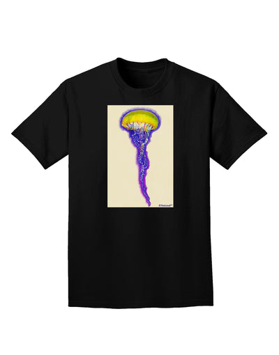 Jellyfish Outlined in Purple Watercolor Adult Dark T-Shirt-Mens T-Shirt-TooLoud-Black-Small-Davson Sales