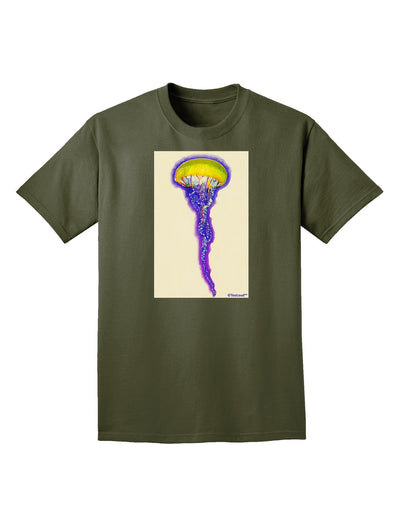 Jellyfish Outlined in Purple Watercolor Adult Dark T-Shirt-Mens T-Shirt-TooLoud-Military-Green-Small-Davson Sales