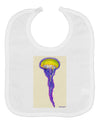 Jellyfish Outlined in Purple Watercolor Baby Bib