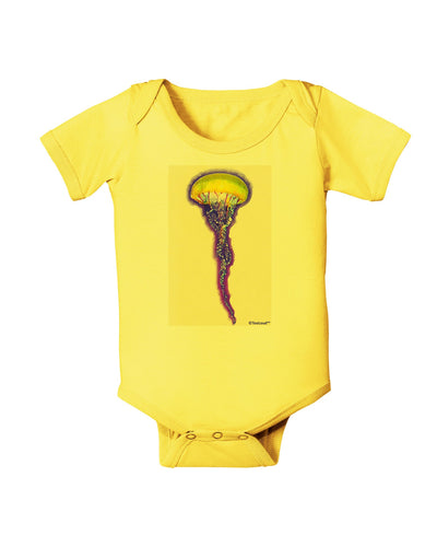 Jellyfish Outlined in Purple Watercolor Baby Romper Bodysuit-Baby Romper-TooLoud-Yellow-06-Months-Davson Sales