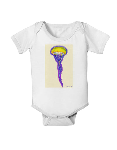 Jellyfish Outlined in Purple Watercolor Baby Romper Bodysuit-Baby Romper-TooLoud-White-06-Months-Davson Sales