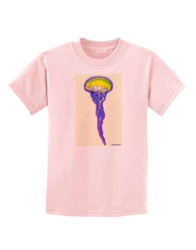 Jellyfish Outlined in Purple Watercolor Childrens T-Shirt-Childrens T-Shirt-TooLoud-PalePink-X-Small-Davson Sales