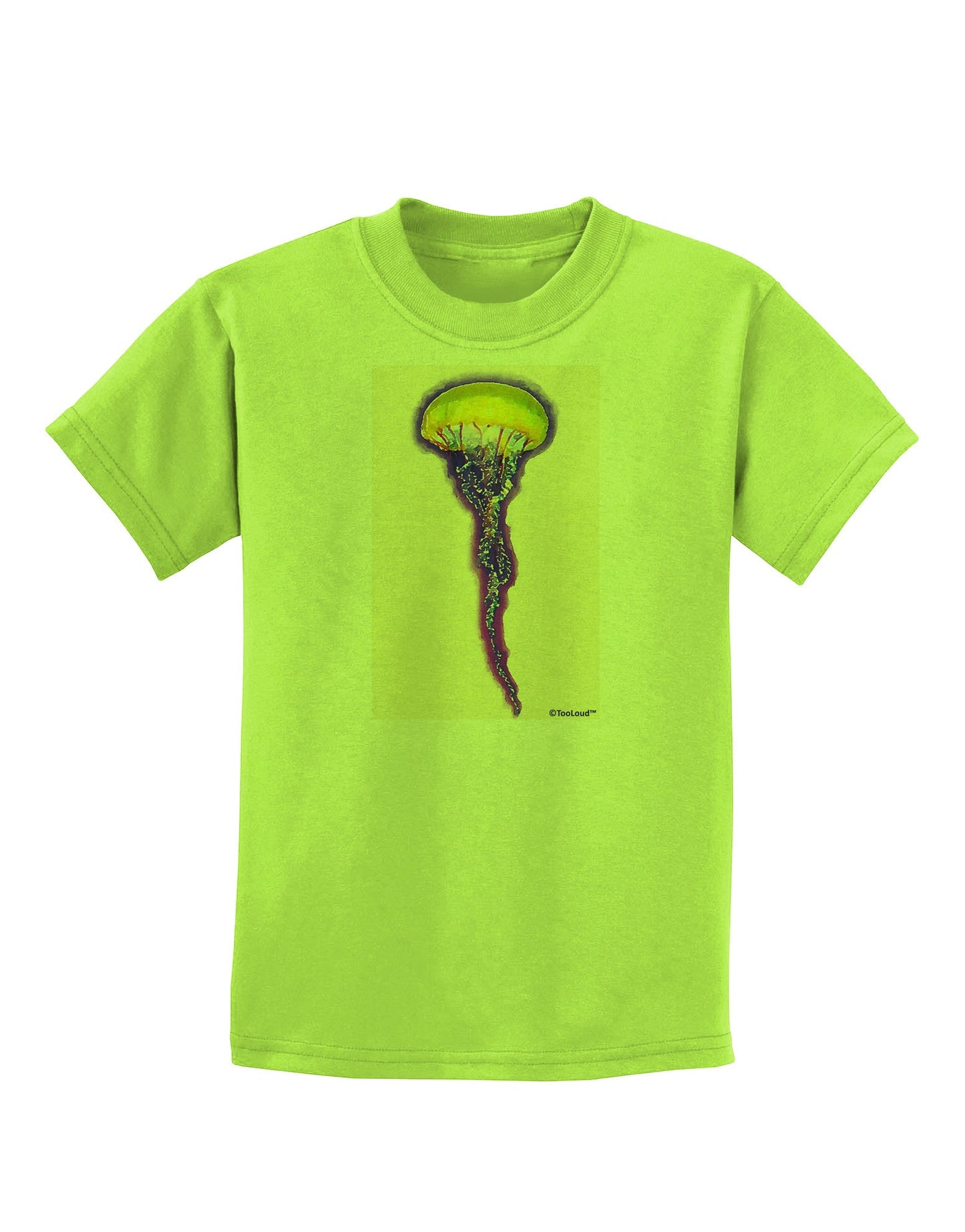Jellyfish Outlined in Purple Watercolor Childrens T-Shirt-Childrens T-Shirt-TooLoud-Lime-Green-X-Small-Davson Sales