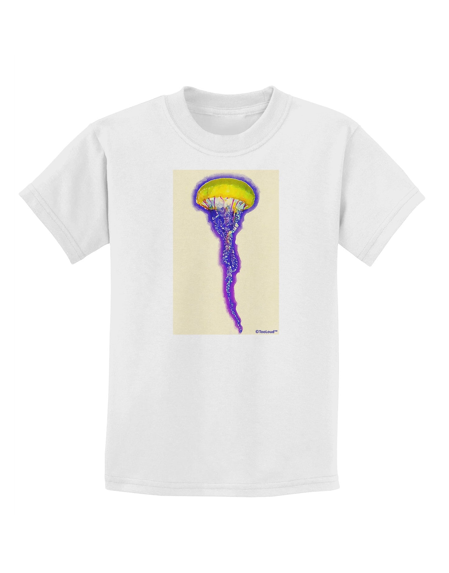 Jellyfish Outlined in Purple Watercolor Childrens T-Shirt-Childrens T-Shirt-TooLoud-White-X-Small-Davson Sales