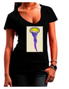 Jellyfish Outlined in Purple Watercolor Juniors V-Neck Dark T-Shirt-Womens V-Neck T-Shirts-TooLoud-Black-Juniors Fitted Small-Davson Sales