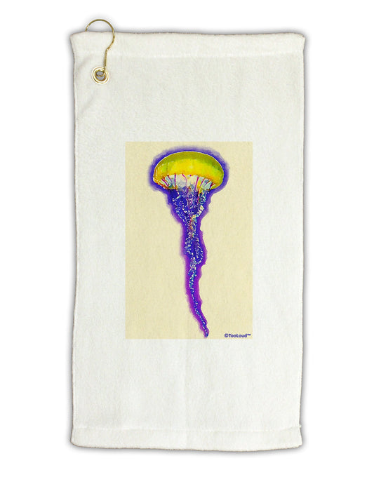 Jellyfish Outlined in Purple Watercolor Micro Terry Gromet Golf Towel 16 x 25 inch-Golf Towel-TooLoud-White-Davson Sales
