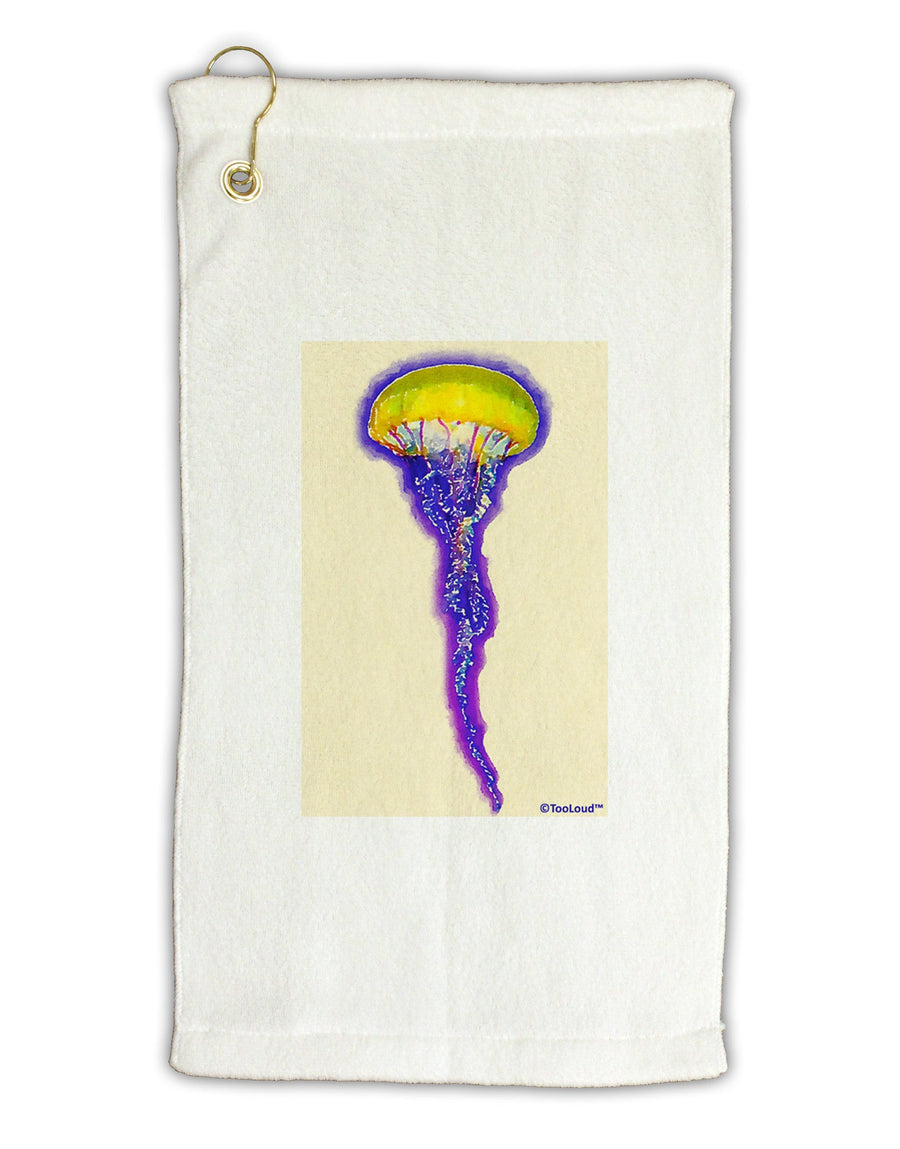 Jellyfish Outlined in Purple Watercolor Micro Terry Gromet Golf Towel 16 x 25 inch-Golf Towel-TooLoud-White-Davson Sales