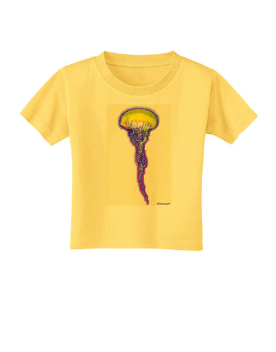 Jellyfish Outlined in Purple Watercolor Toddler T-Shirt-Toddler T-Shirt-TooLoud-Yellow-2T-Davson Sales