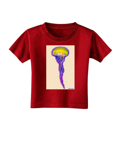 Jellyfish Outlined in Purple Watercolor Toddler T-Shirt Dark-Toddler T-Shirt-TooLoud-Red-2T-Davson Sales