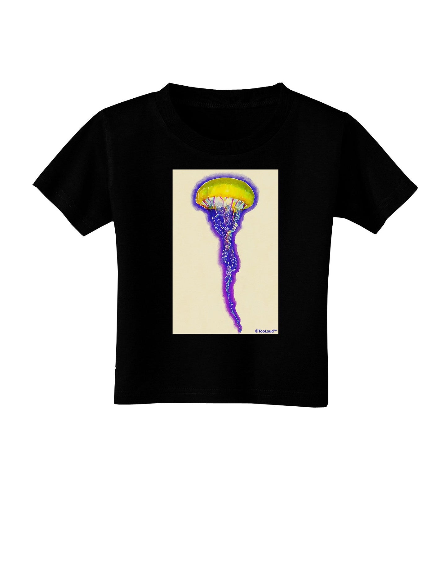 Jellyfish Outlined in Purple Watercolor Toddler T-Shirt Dark-Toddler T-Shirt-TooLoud-Black-2T-Davson Sales