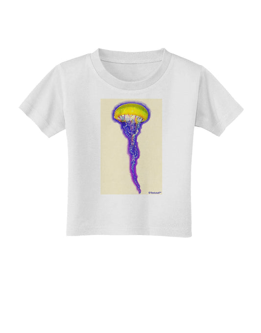Jellyfish Outlined in Purple Watercolor Toddler T-Shirt-Toddler T-Shirt-TooLoud-White-2T-Davson Sales