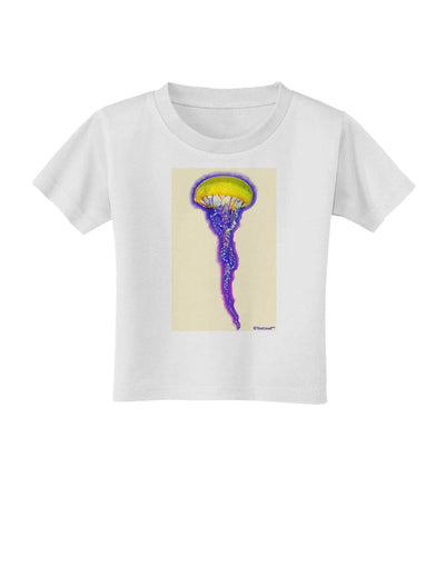 Jellyfish Outlined in Purple Watercolor Toddler T-Shirt-Toddler T-Shirt-TooLoud-White-2T-Davson Sales