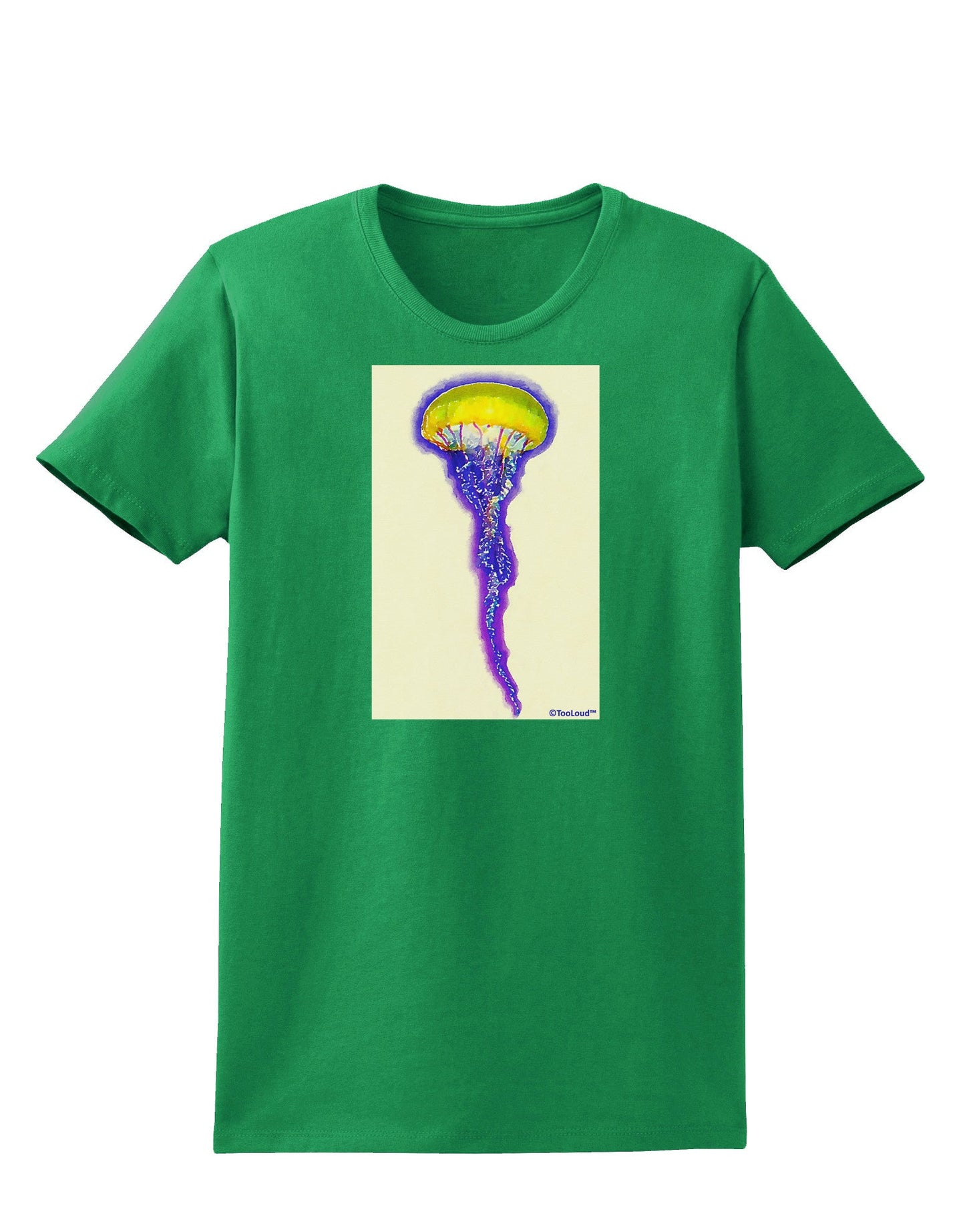 Jellyfish Outlined in Purple Watercolor Womens Dark T-Shirt-TooLoud-Kelly-Green-X-Small-Davson Sales