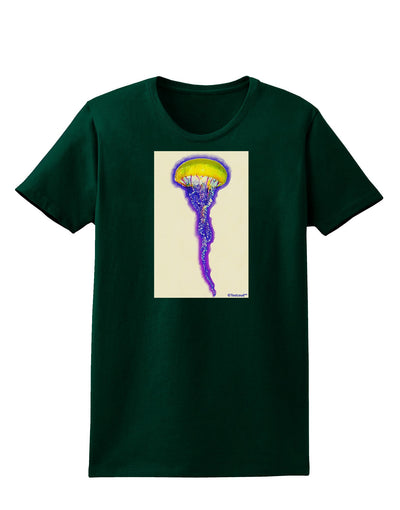 Jellyfish Outlined in Purple Watercolor Womens Dark T-Shirt-TooLoud-Forest-Green-Small-Davson Sales