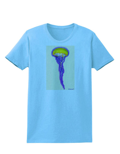 Jellyfish Outlined in Purple Watercolor Womens T-Shirt-Womens T-Shirt-TooLoud-Aquatic-Blue-X-Small-Davson Sales