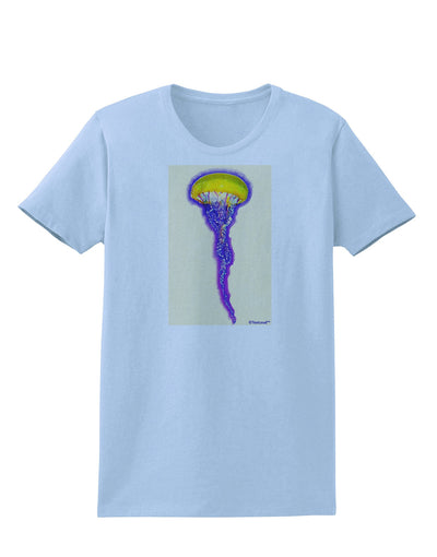 Jellyfish Outlined in Purple Watercolor Womens T-Shirt-Womens T-Shirt-TooLoud-Light-Blue-X-Small-Davson Sales