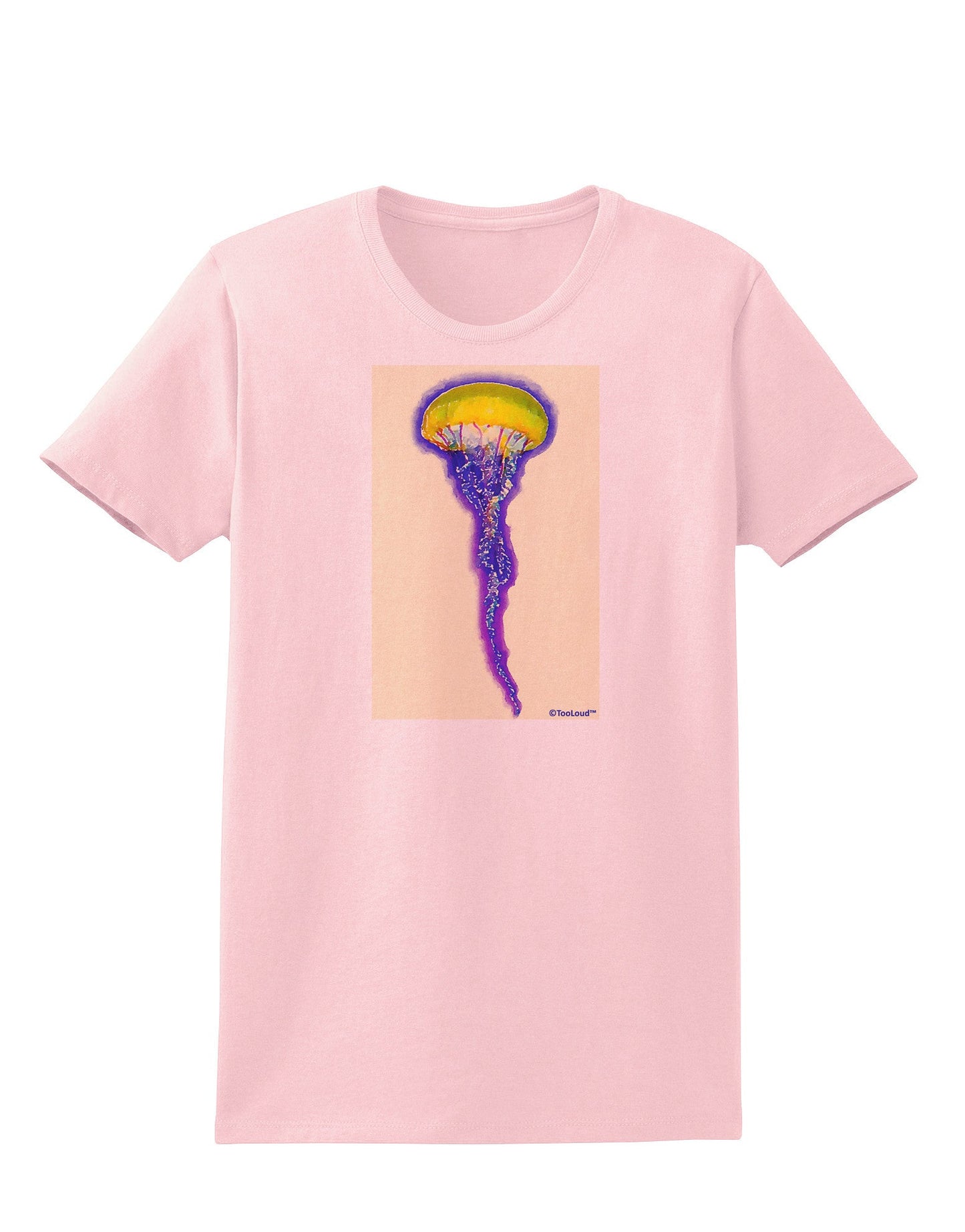 Jellyfish Outlined in Purple Watercolor Womens T-Shirt-Womens T-Shirt-TooLoud-PalePink-X-Small-Davson Sales