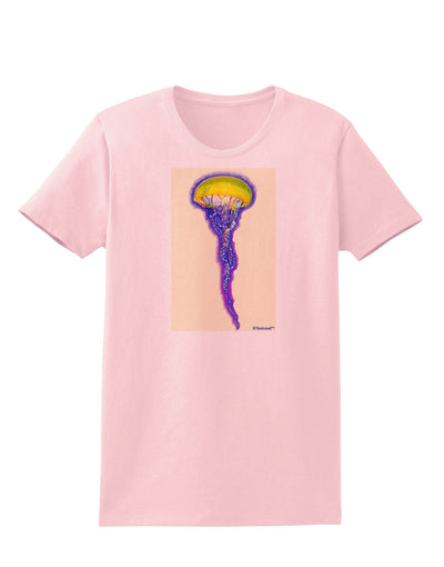 Jellyfish Outlined in Purple Watercolor Womens T-Shirt-Womens T-Shirt-TooLoud-PalePink-X-Small-Davson Sales