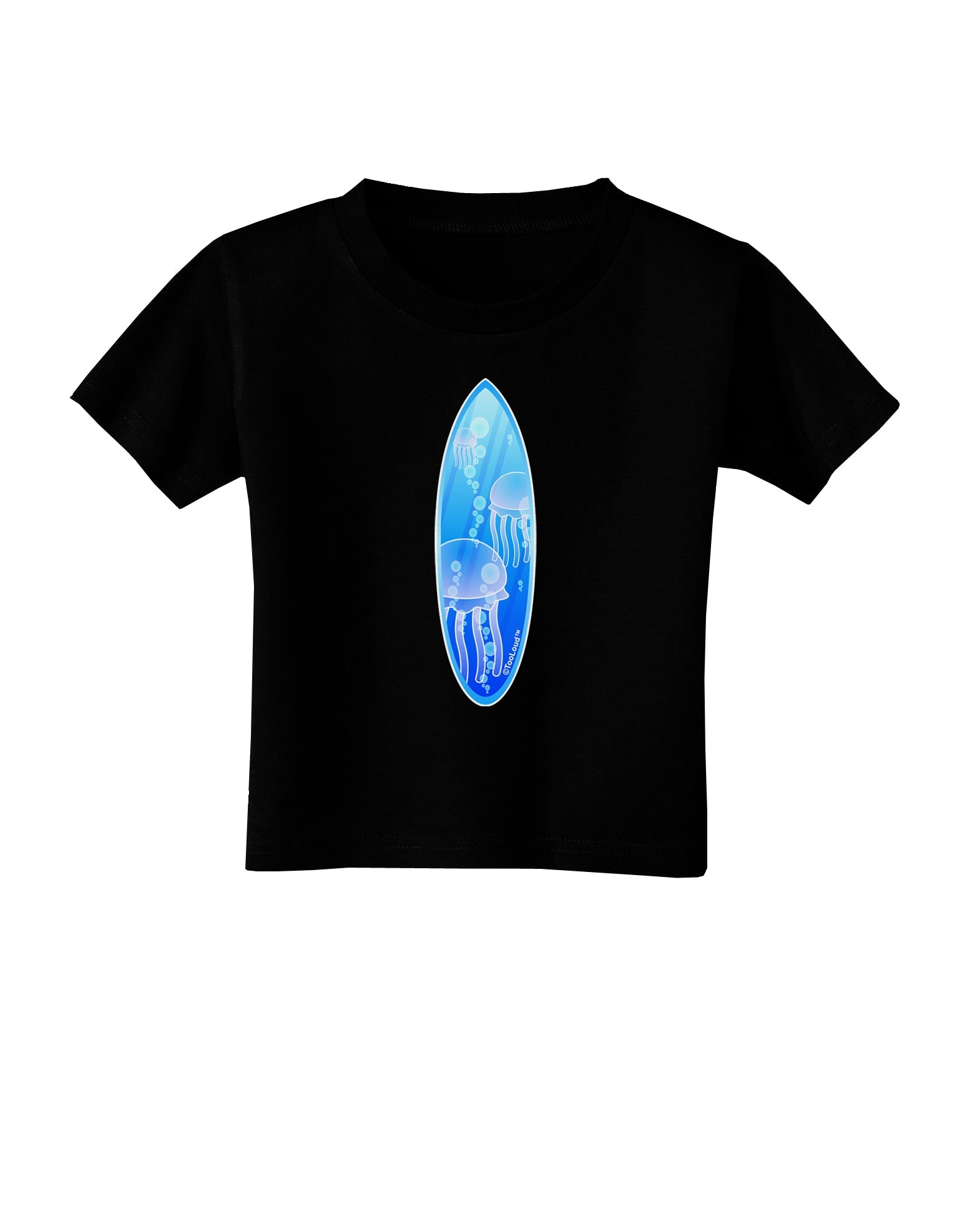 Jellyfish Surfboard Toddler T-Shirt Dark by TooLoud-Toddler T-Shirt-TooLoud-Black-2T-Davson Sales
