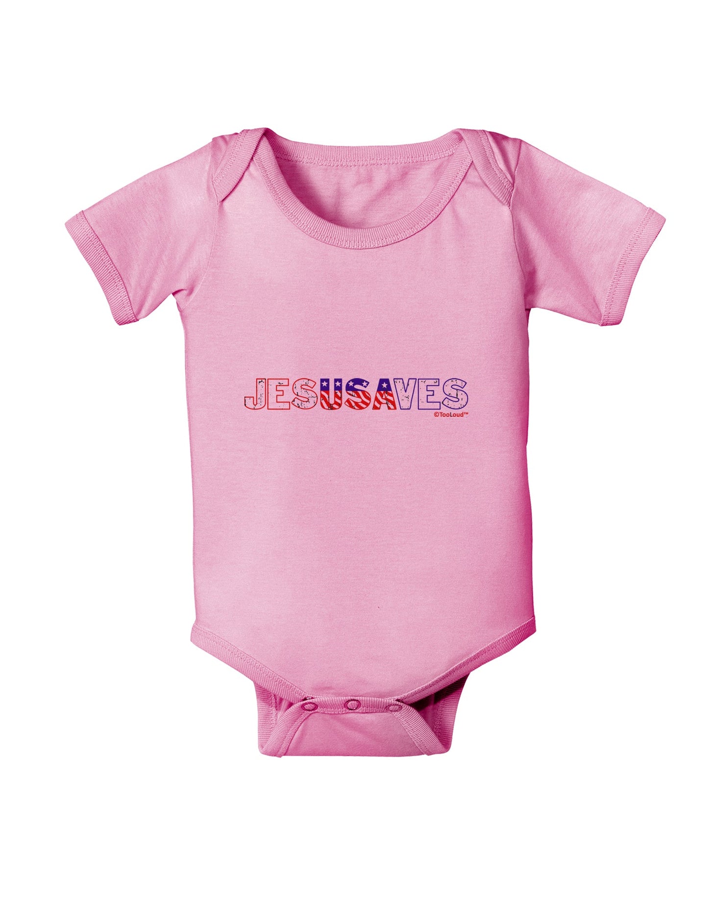 JesUSAves - Jesus Saves USA Design Baby Romper Bodysuit by TooLoud-Baby Romper-TooLoud-Light-Pink-06-Months-Davson Sales