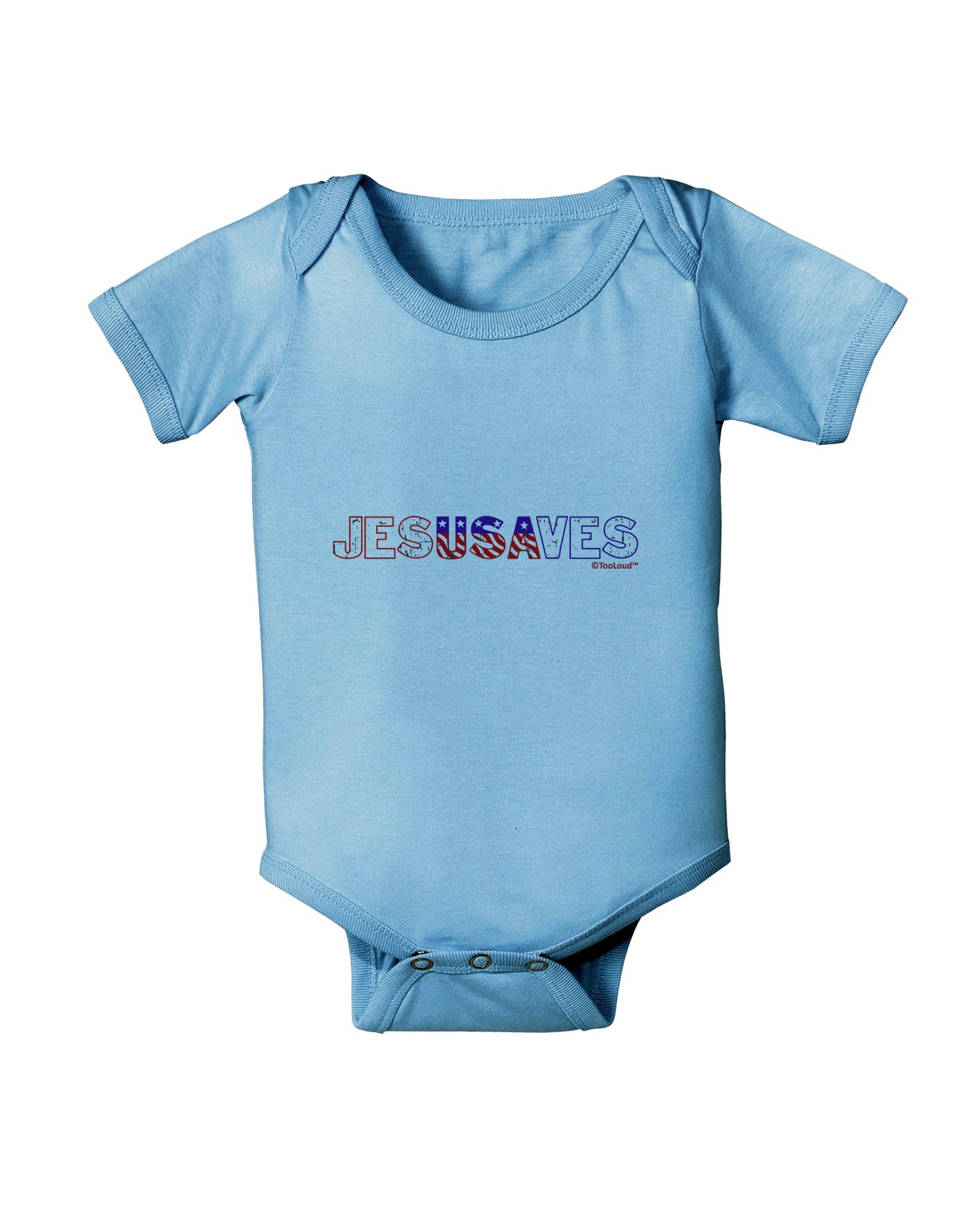 JesUSAves - Jesus Saves USA Design Baby Romper Bodysuit by TooLoud-Baby Romper-TooLoud-Light-Blue-06-Months-Davson Sales
