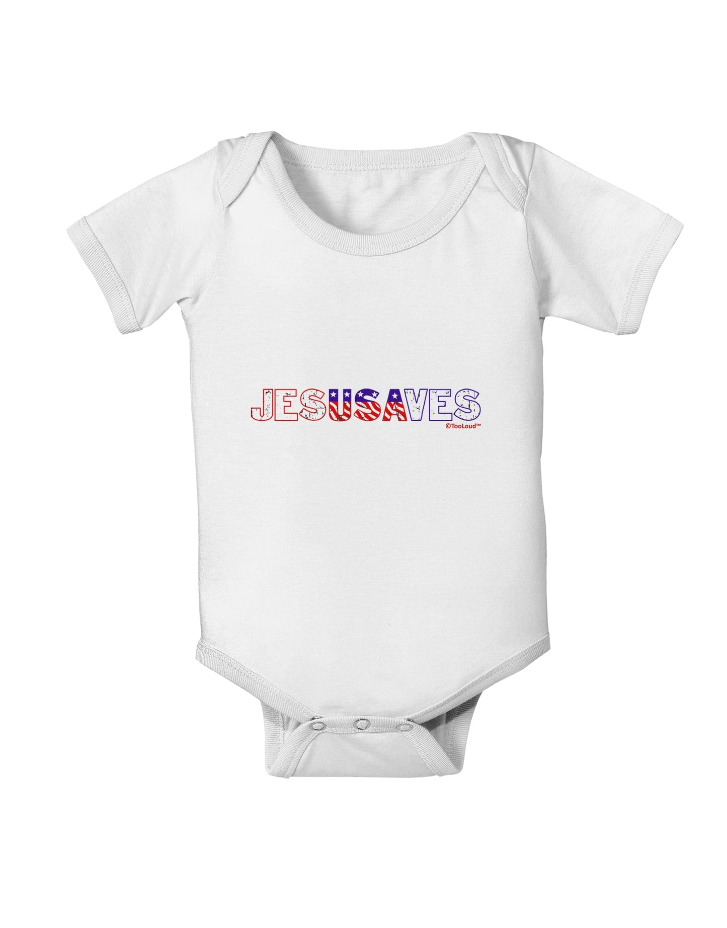 JesUSAves - Jesus Saves USA Design Baby Romper Bodysuit by TooLoud-Baby Romper-TooLoud-White-06-Months-Davson Sales