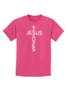 Jesus Saves - Cross Shape Design Childrens Dark T-Shirt by TooLoud-Childrens T-Shirt-TooLoud-Sangria-X-Small-Davson Sales