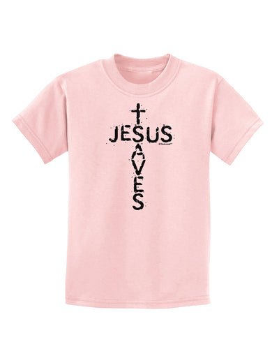 Jesus Saves - Cross Shape Design Childrens T-Shirt by TooLoud-Childrens T-Shirt-TooLoud-PalePink-X-Small-Davson Sales