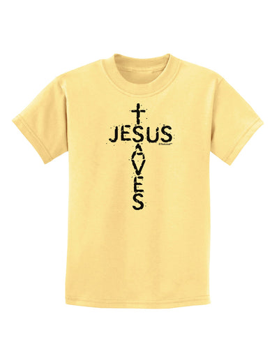 Jesus Saves - Cross Shape Design Childrens T-Shirt by TooLoud-Childrens T-Shirt-TooLoud-Daffodil-Yellow-X-Small-Davson Sales