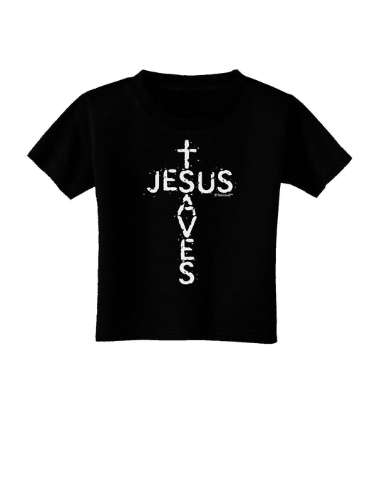 Jesus Saves - Cross Shape Design Toddler T-Shirt Dark by TooLoud-Toddler T-Shirt-TooLoud-Black-2T-Davson Sales