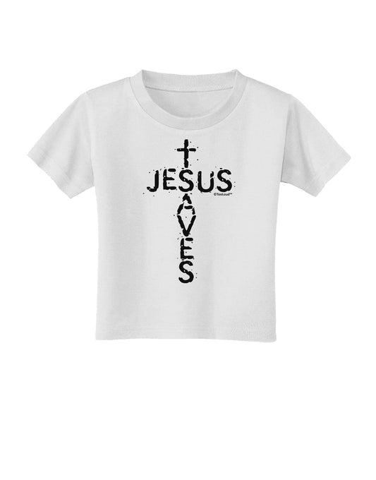 Jesus Saves - Cross Shape Design Toddler T-Shirt by TooLoud-Toddler T-Shirt-TooLoud-White-2T-Davson Sales