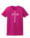 Jesus Saves - Cross Shape Design Womens Dark T-Shirt by TooLoud-Womens T-Shirt-TooLoud-Hot-Pink-Small-Davson Sales