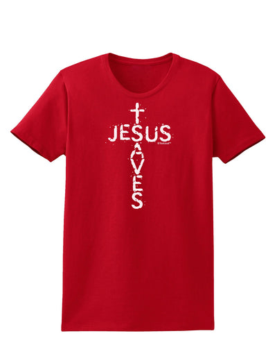 Jesus Saves - Cross Shape Design Womens Dark T-Shirt by TooLoud-Womens T-Shirt-TooLoud-Red-X-Small-Davson Sales