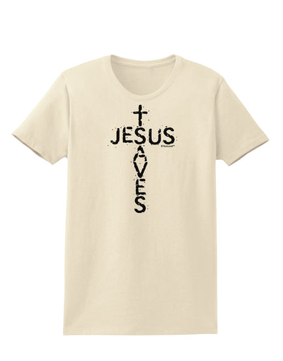 Jesus Saves - Cross Shape Design Womens T-Shirt by TooLoud-Womens T-Shirt-TooLoud-Natural-X-Small-Davson Sales