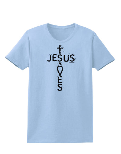 Jesus Saves - Cross Shape Design Womens T-Shirt by TooLoud-Womens T-Shirt-TooLoud-Light-Blue-X-Small-Davson Sales