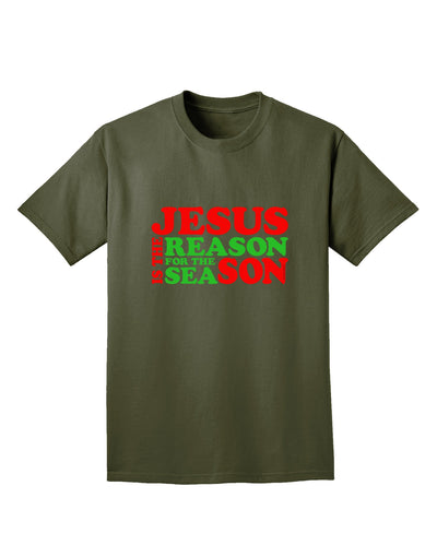 Jesus is the Reason for the Season Christmas Adult Dark T-Shirt-Mens T-Shirt-TooLoud-Military-Green-Small-Davson Sales