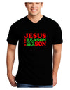 Jesus is the Reason for the Season Christmas Adult Dark V-Neck T-Shirt-TooLoud-Black-Small-Davson Sales