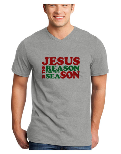 Jesus is the Reason for the Season Christmas Adult V-Neck T-shirt-Mens V-Neck T-Shirt-TooLoud-HeatherGray-Small-Davson Sales