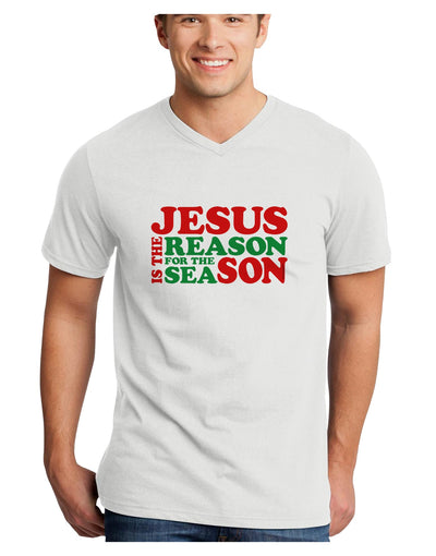 Jesus is the Reason for the Season Christmas Adult V-Neck T-shirt-Mens V-Neck T-Shirt-TooLoud-White-Small-Davson Sales