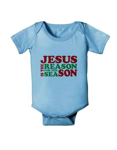 Jesus is the Reason for the Season Christmas Baby Romper Bodysuit-Baby Romper-TooLoud-Light-Blue-06-Months-Davson Sales