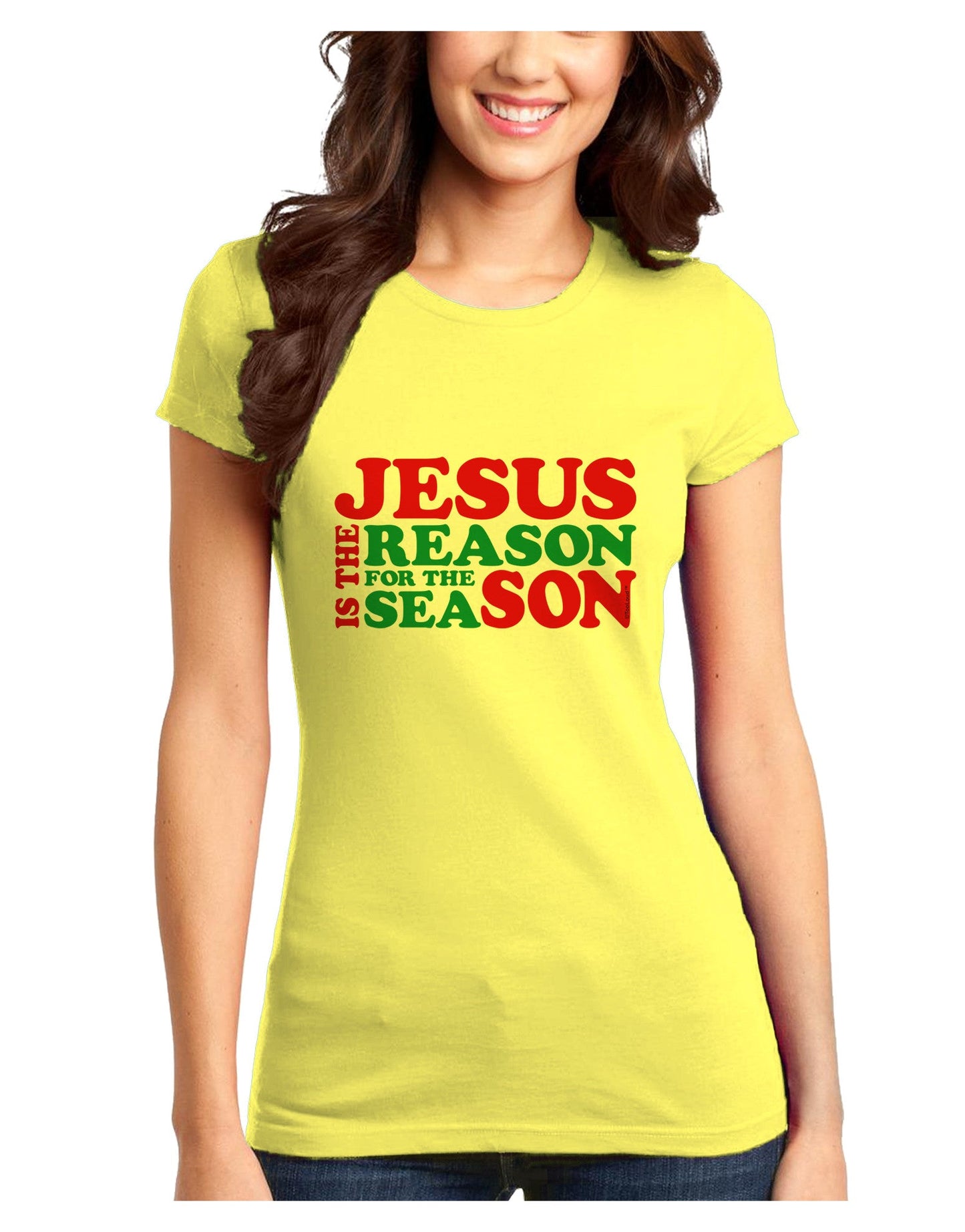 Jesus is the Reason for the Season Christmas Juniors T-Shirt-Womens Juniors T-Shirt-TooLoud-Yellow-Juniors Fitted XS-Davson Sales